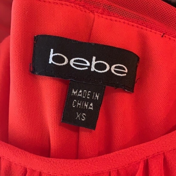 BEBE Scarlet Red Ruffle Tango Mini Dress XS With Side Zipper - Picture 8 of 10